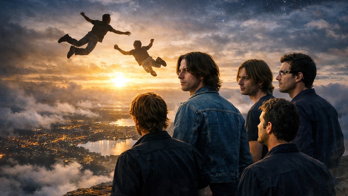 Powderfinger gazing over surreal skies